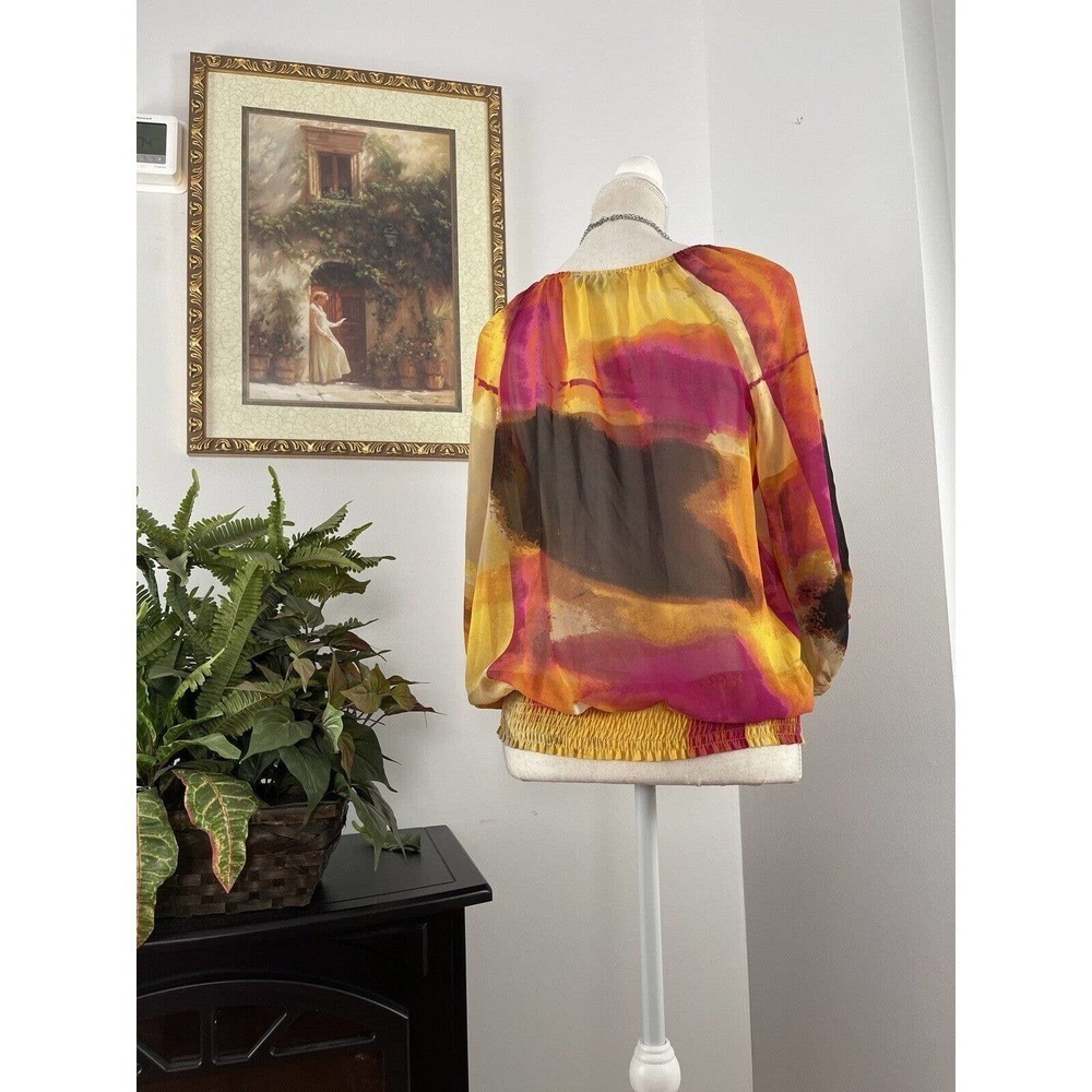 Alfani Women's Multicolor Abstract Round Neck Long Sleeve Pullover Sheer Top 8P - Picture 5 of 7
